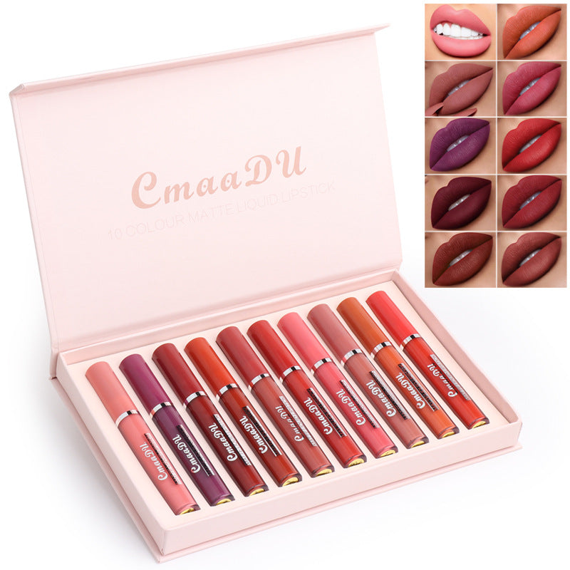 Wasserfeste Matte Lippenstifte 10er-Pack Hält länger