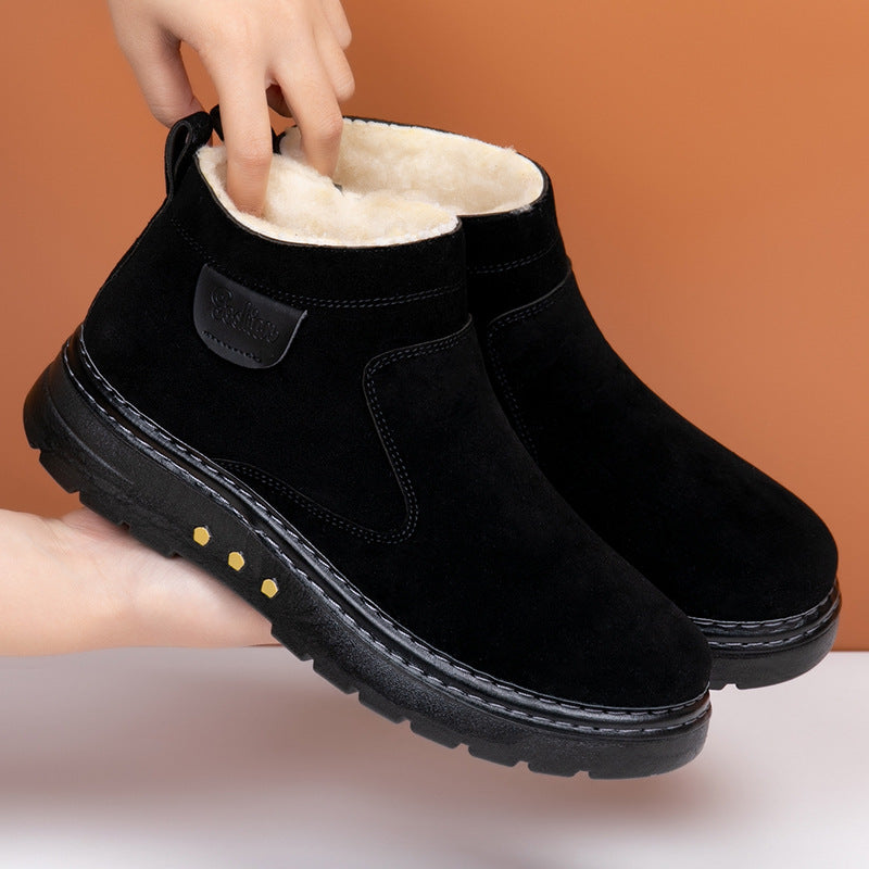 Warme Lammfell-Boots aus Veloursleder