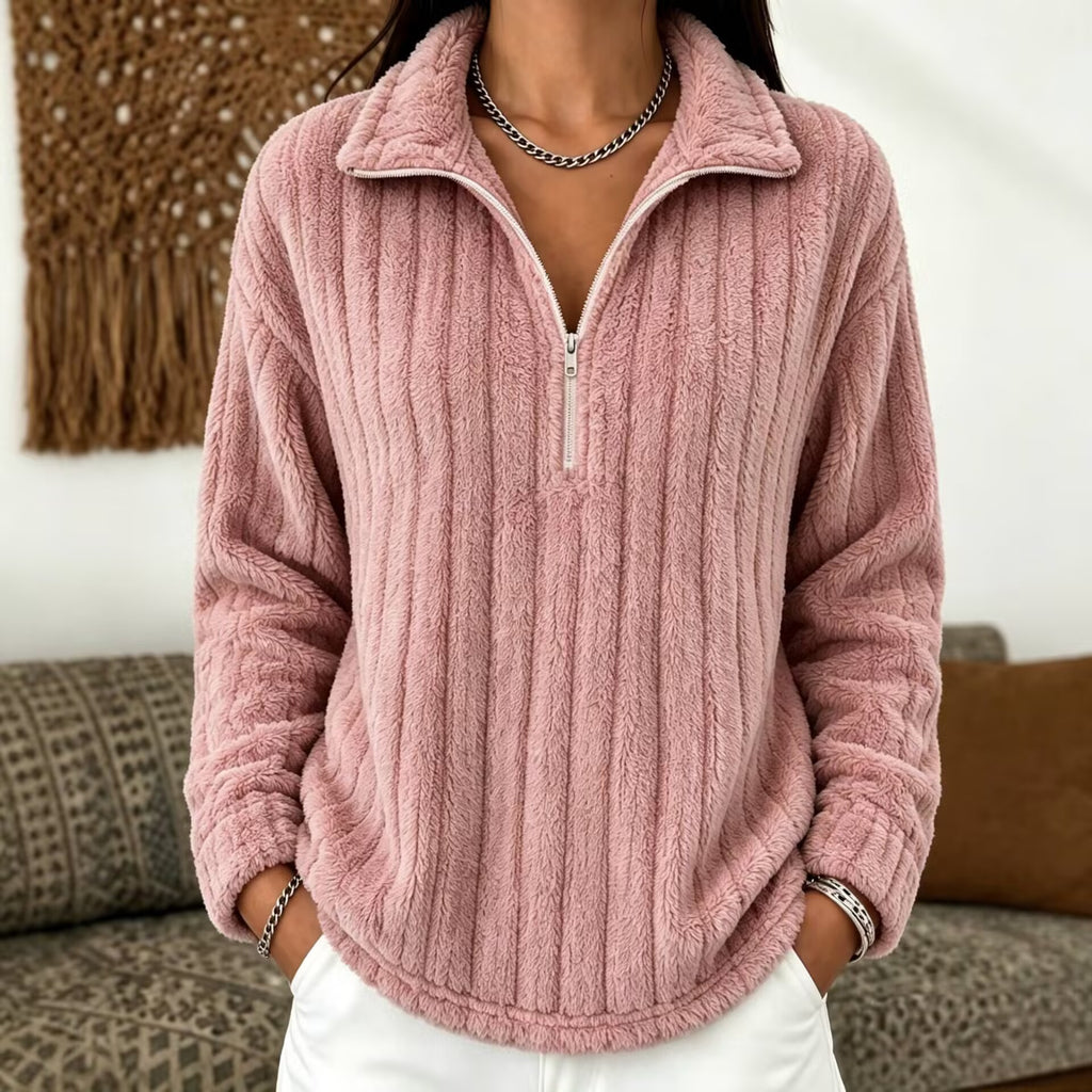 Plüsch-Kapuzenpullover mit Reissverschluss