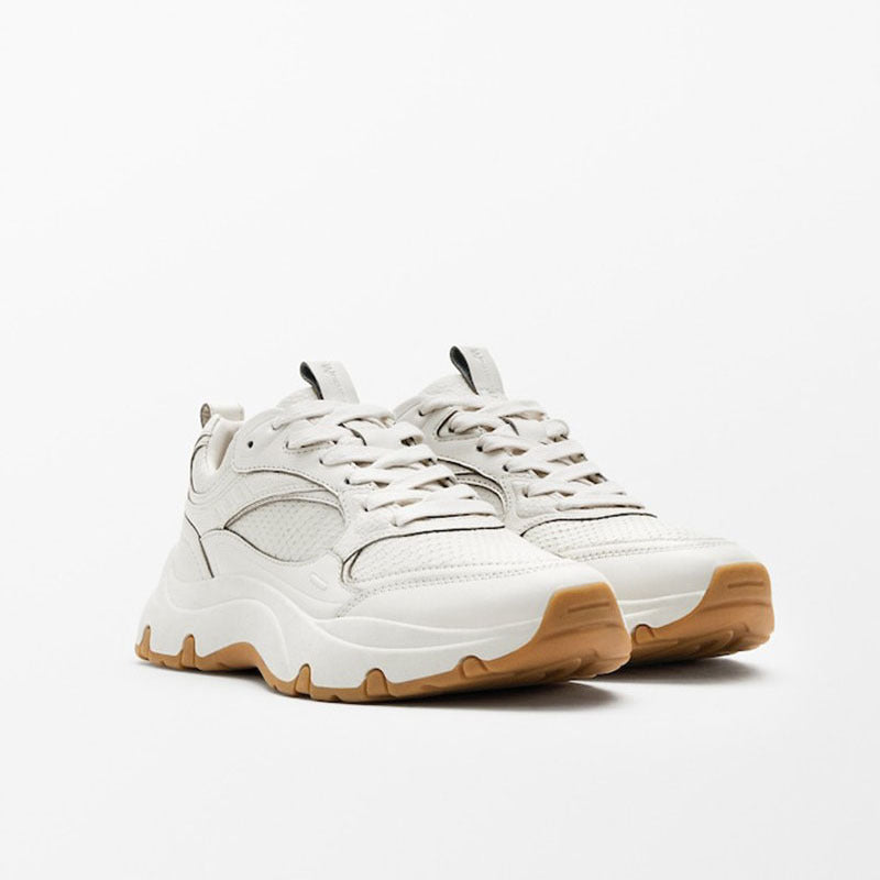 Damen Sneaker aus Rindsleder mit dicker Sohle