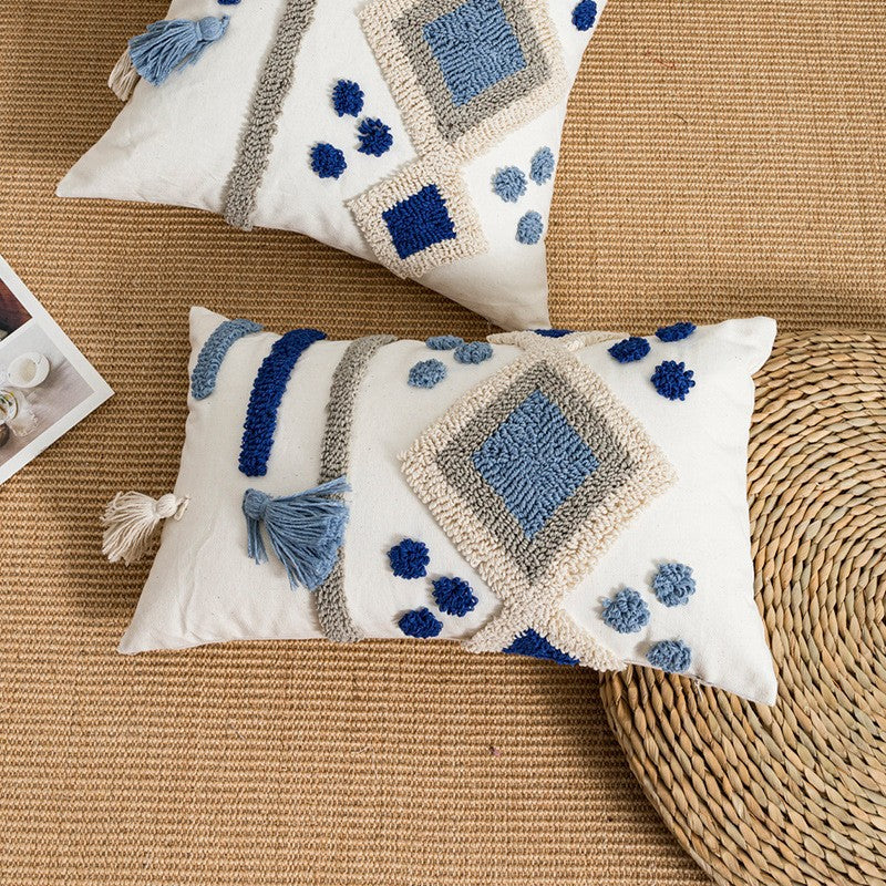 Boho-Kissenbezug mit Stickerei und Quasten – Ansicht 8