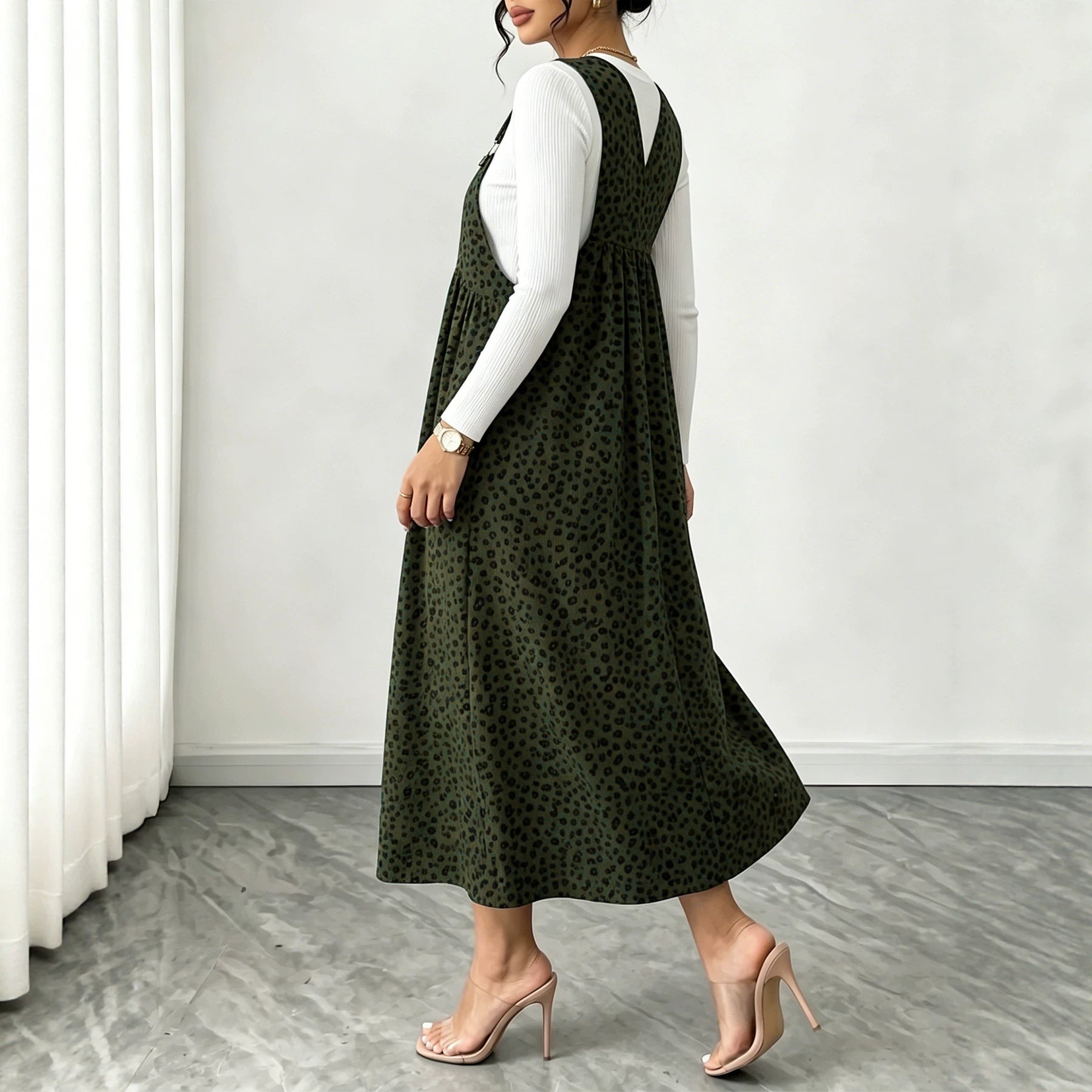 Herbst/Winter Leopard-Print Maxikleid