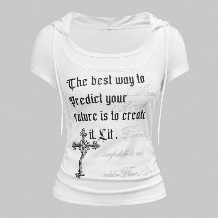 Mock-Two-Piece T-Shirt mit Rundhals und Print