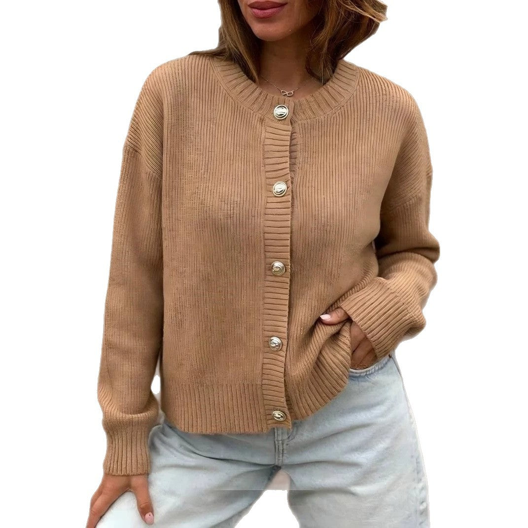 Damen Strickjacke mit Knopfleiste und langen Ärmeln