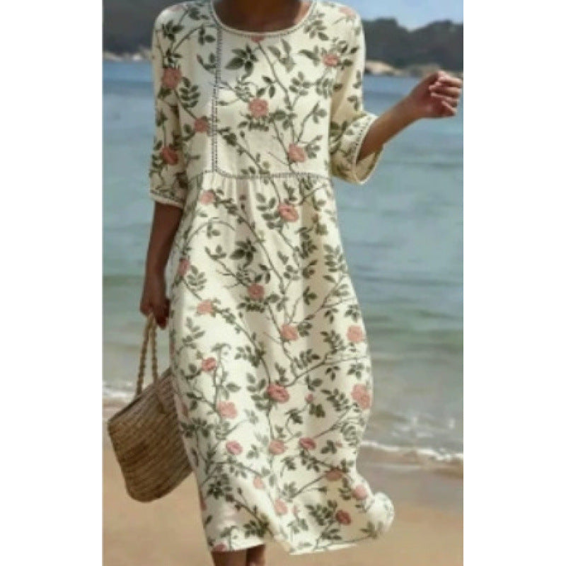 Midi-Kleid mit 3D-Blumenprint – Bild 2 | LuxeStyle