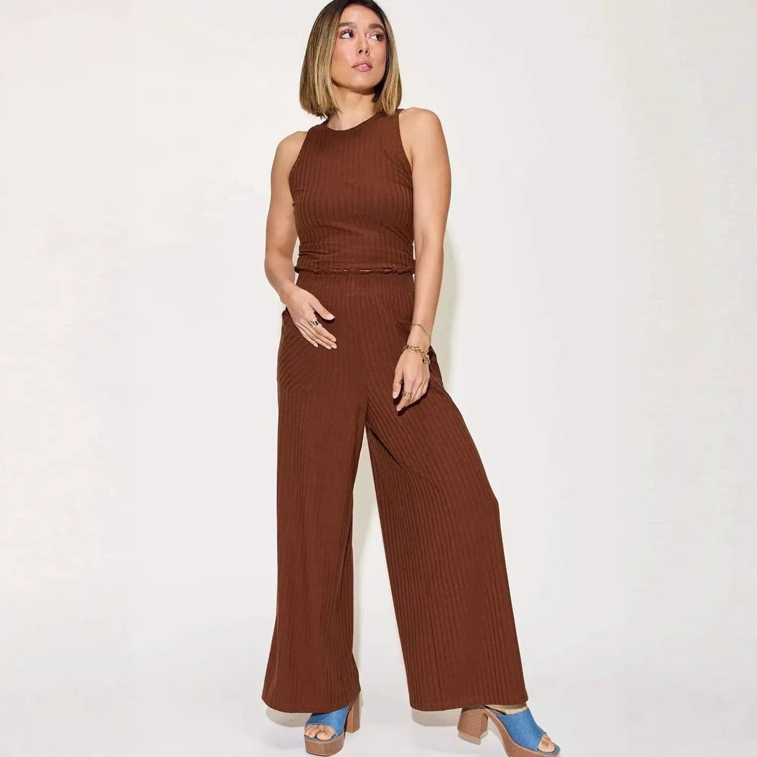 Elegantes 2-teiliges Set: Weste & weite Hose