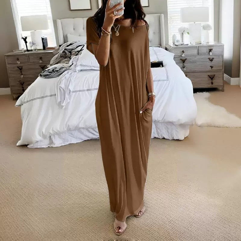 Elegantes Maxikleid mit kurzen Ärmeln – Bild 8 | LuxeStyle