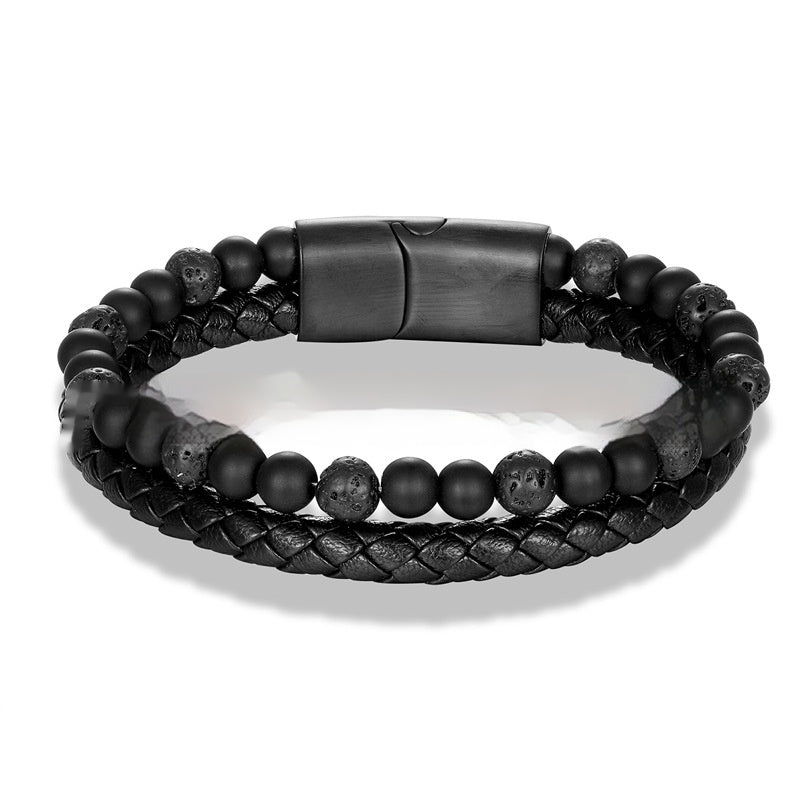 Vulkanstein-Lederarmband mit blauem Tigerauge – Bild 7 | LuxeStyle