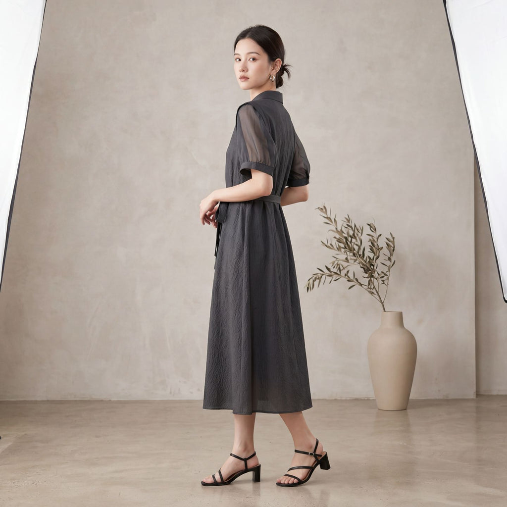 Jacquard-Seidenkleid mit A-Linie