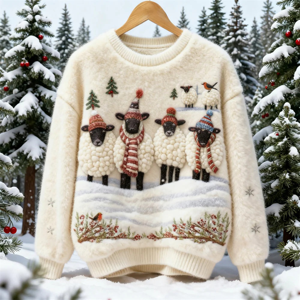 Weihnachtsmuster-Fleece-Hoodie