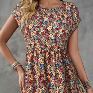 Elegantes Damenkleid mit Print und Taillengürtel