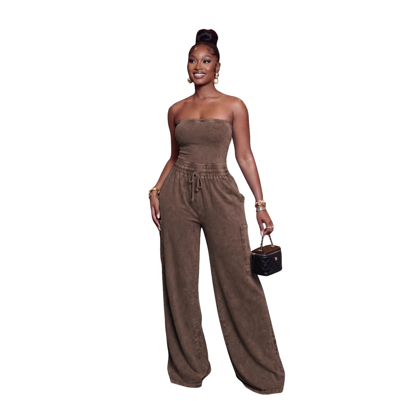 Jumpsuit «Casual Washed» mit weitem Bein