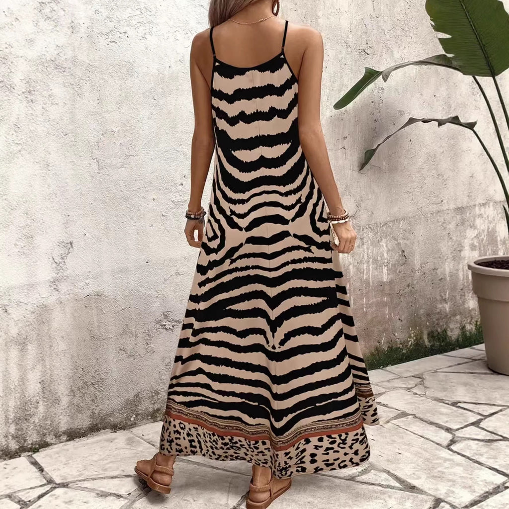 Leoparden-Print Strandkleid mit V-Ausschnitt – Bild 3 | LuxeStyle