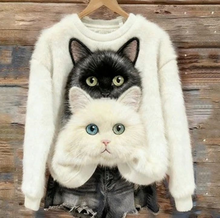 Hoodie mit Tiermotiven und Rundhalsausschnitt