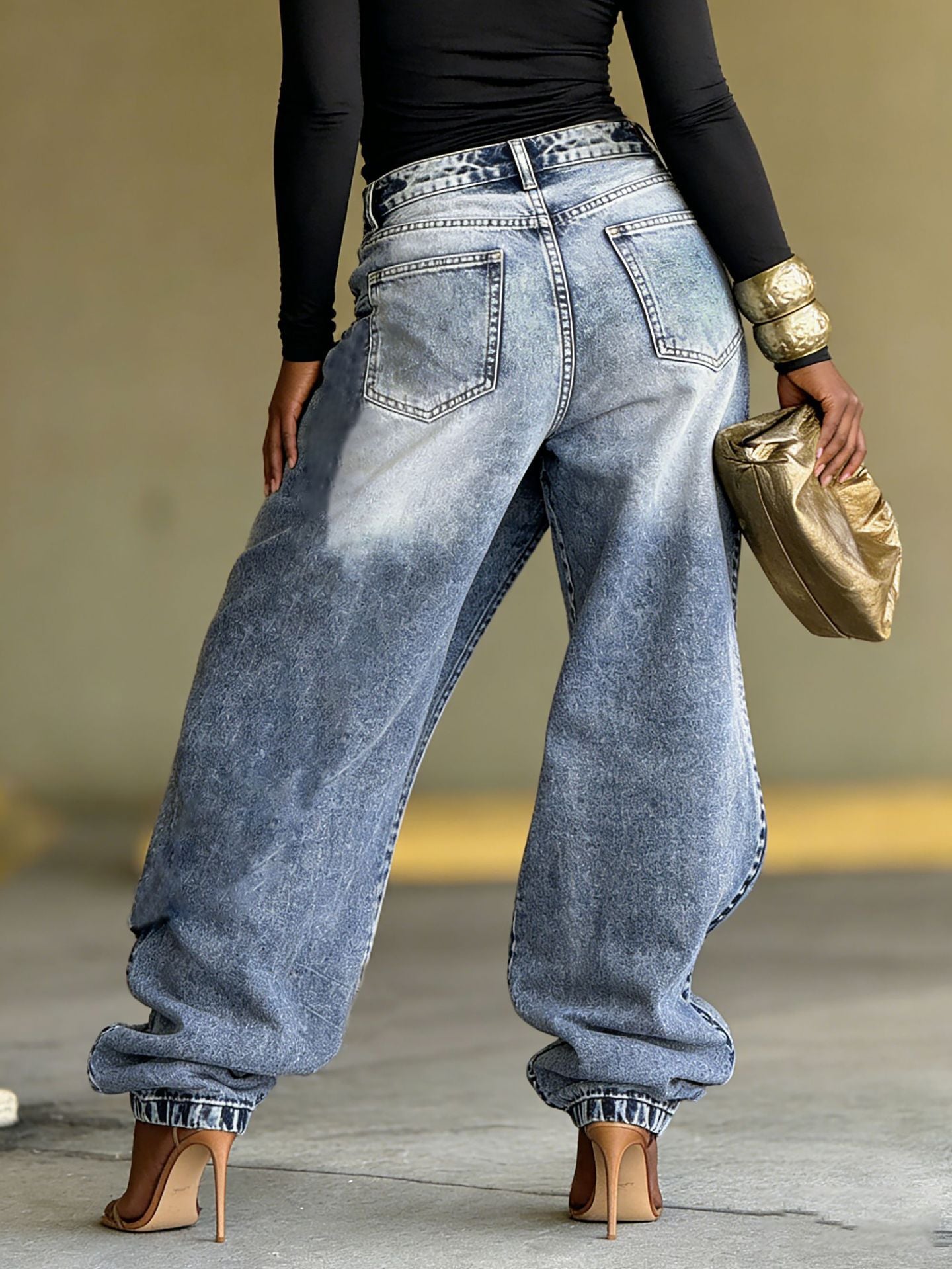 Patchwork-Denim-Jeans für Damen