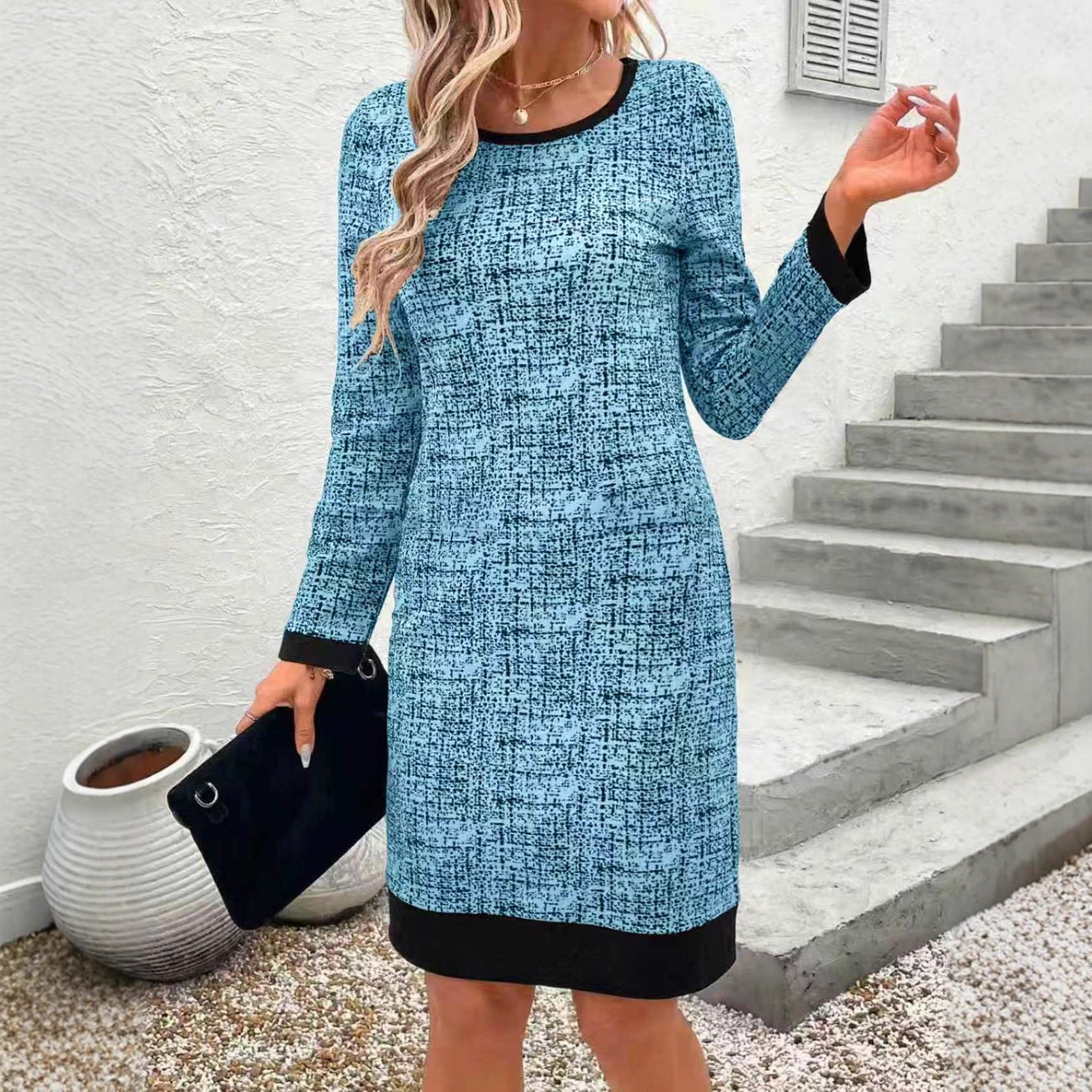 Elegantes Color-Block Midi-Kleid für Damen