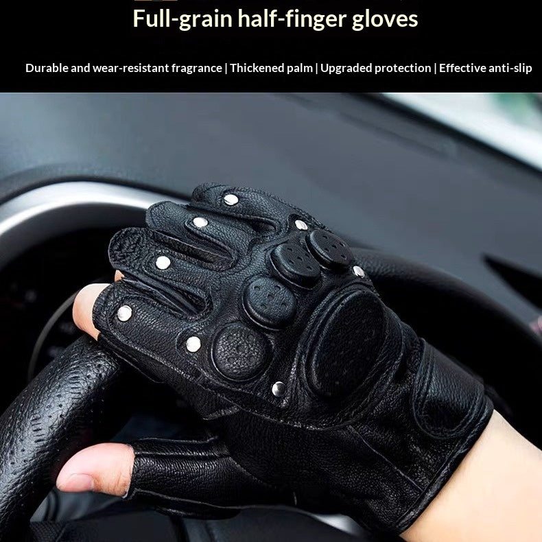 Taktische Halbfinger-Lederhandschuhe