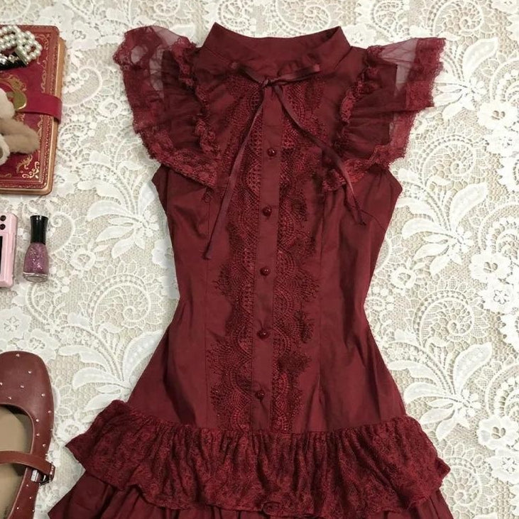 Ärmelloses Kleid mit Schleife und Spitze – Bild 4 | LuxeStyle