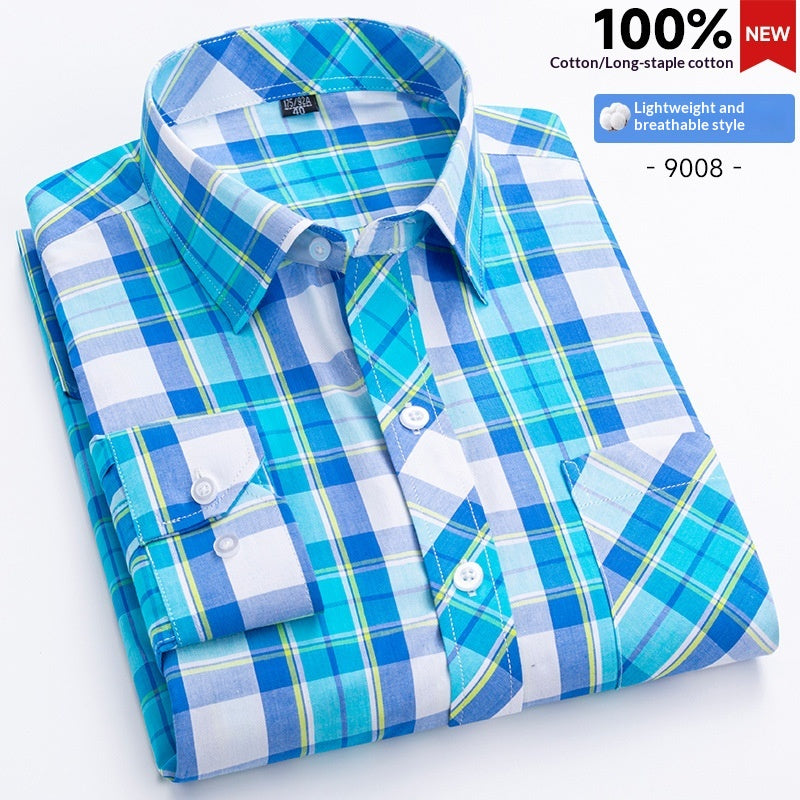 Herren Langarmhemd Kariert – Slim Fit