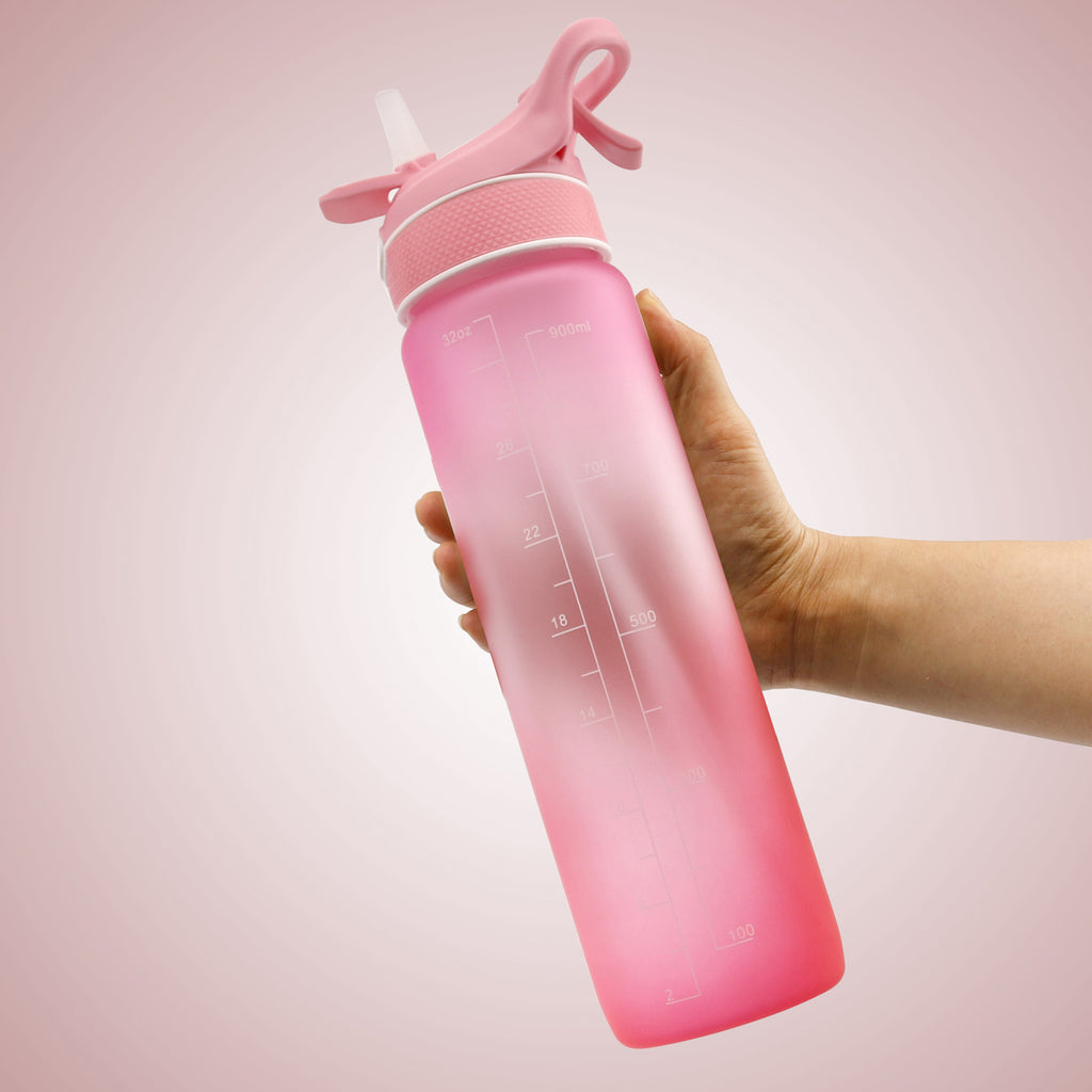 Sport-Trinkflasche mit Sprühfunktion & Zeitmarker