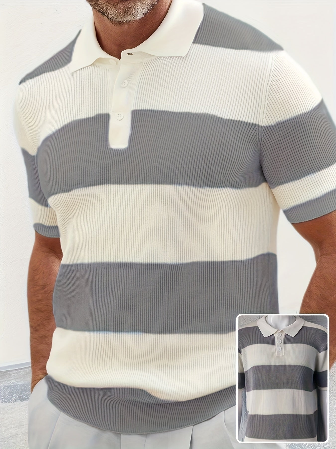 Kurzarm-Strickpullover mit Reverskragen