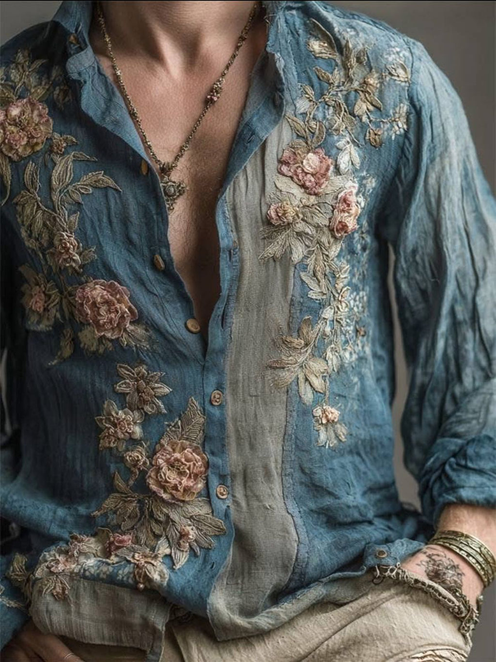 Blumenhemd langarm im Retro-Look für Herren – Bild 5 | LuxeStyle