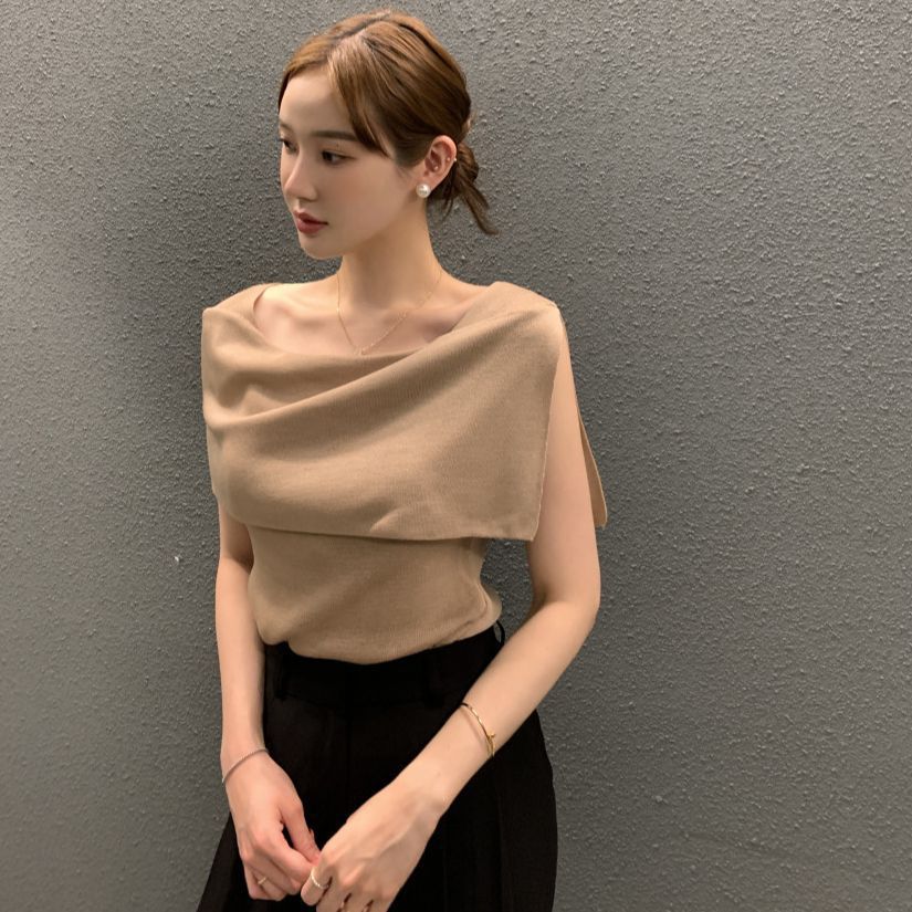 Gestreiftes Stricktop mit Seitenschlitz, ärmellos – Bild 4 | LuxeStyle