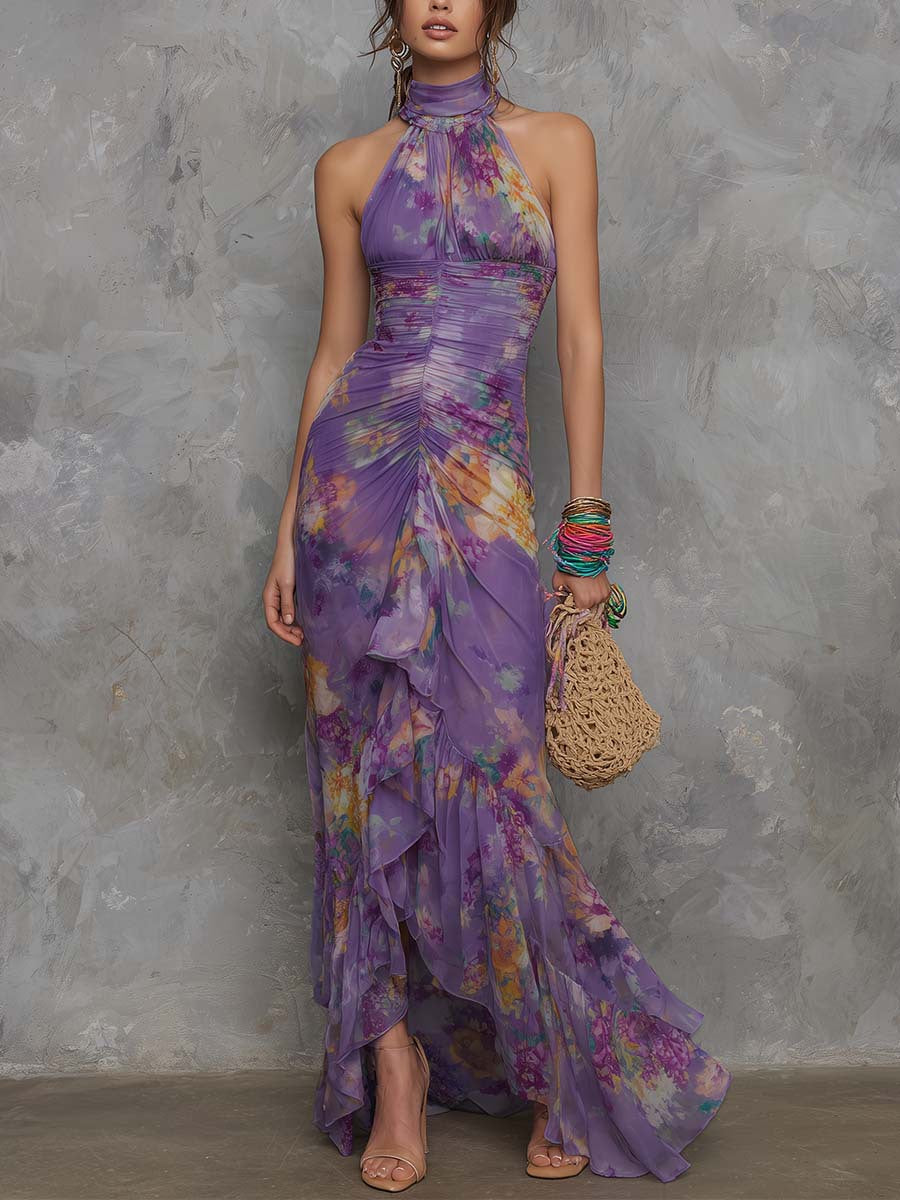 Asymmetrisches Wickelkleid mit Farbblock-Print – Bild 2 | LuxeStyle