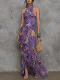 Asymmetrisches Wickelkleid mit Farbblock-Print – Bild 7 | LuxeStyle