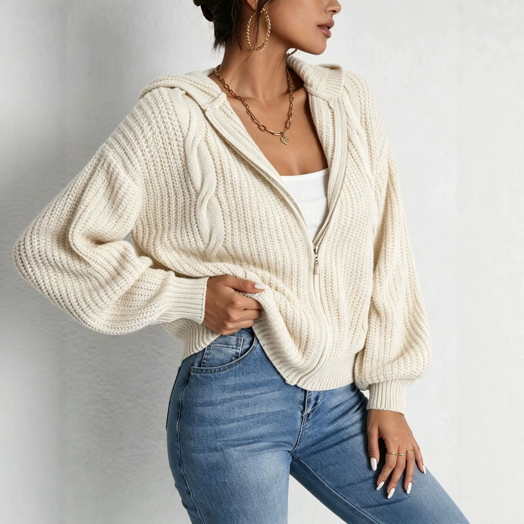 Hooded Cardigan aus Strick