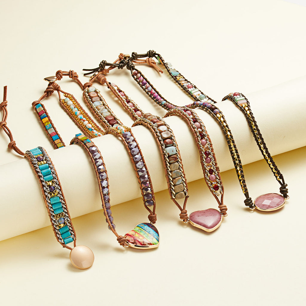Gewickeltes Armband mit drei Lagen und Achat – Bild 3 | LuxeStyle