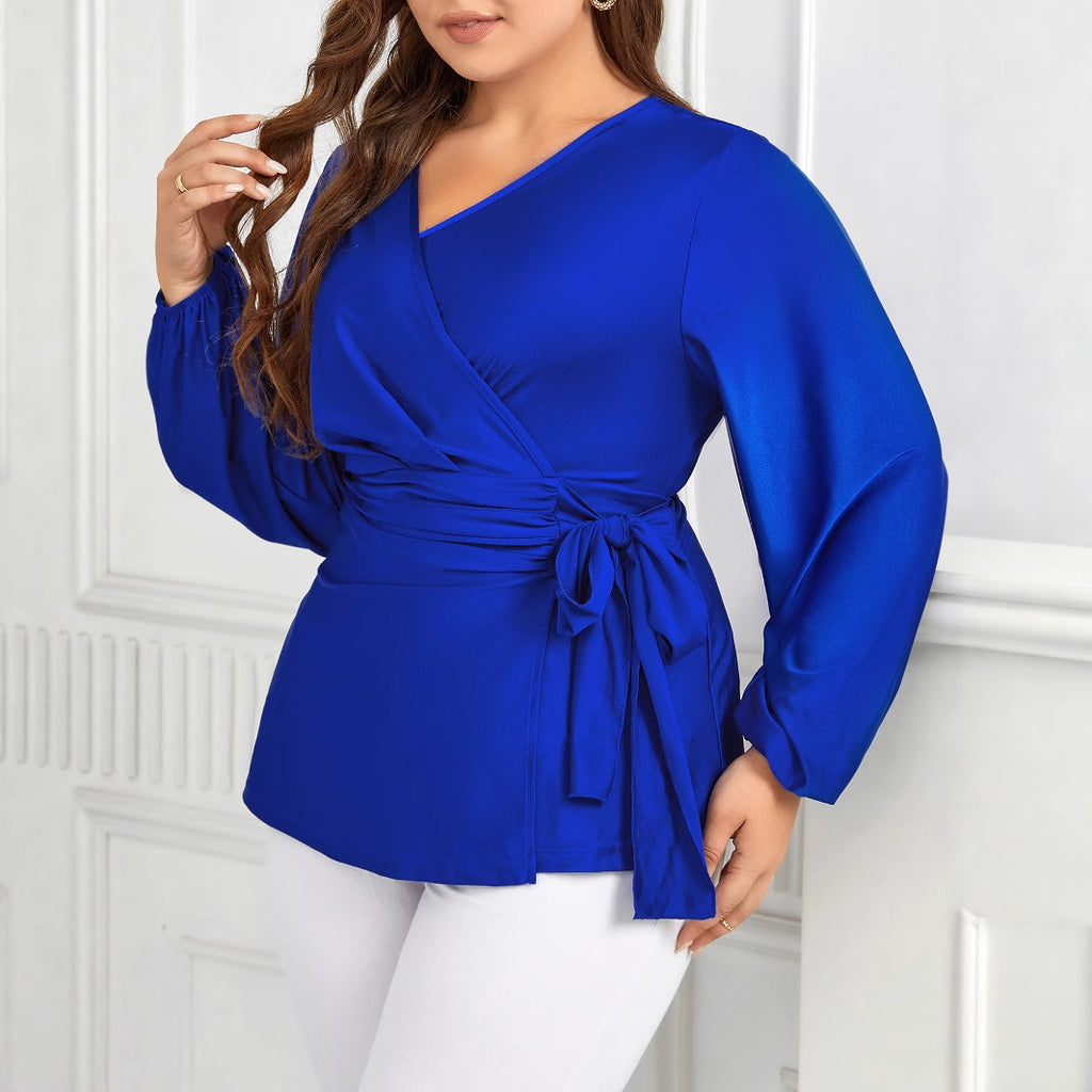 Elegantes V-Neck Langarmshirt mit Schnürung