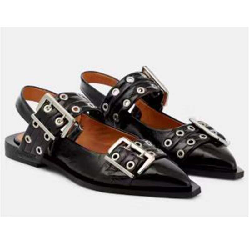Spitze Mules mit Schnalle aus Leder – Bild 5 | LuxeStyle