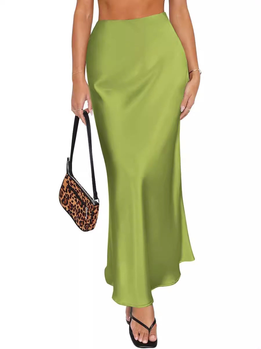 Eleganter Satin-Fishtail-Rock mit hoher Taille – Ansicht 8