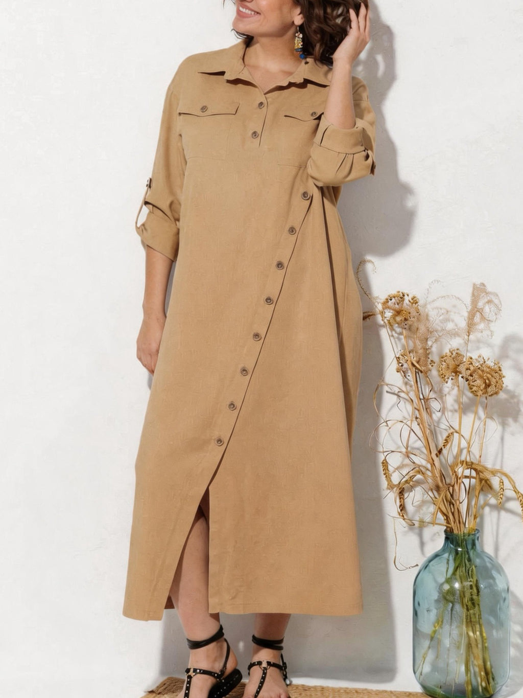Elegantes Hemdblusenkleid mit Knopfleiste | LuxeStyle