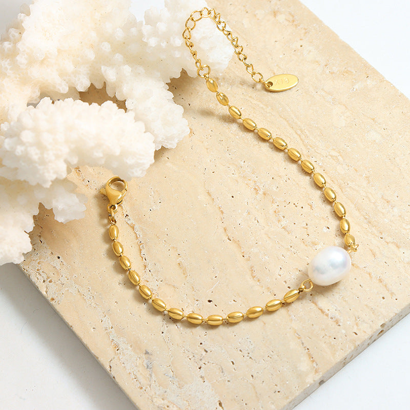 Minimalistisches Goldarmband mit Perle – Bild 3 | LuxeStyle