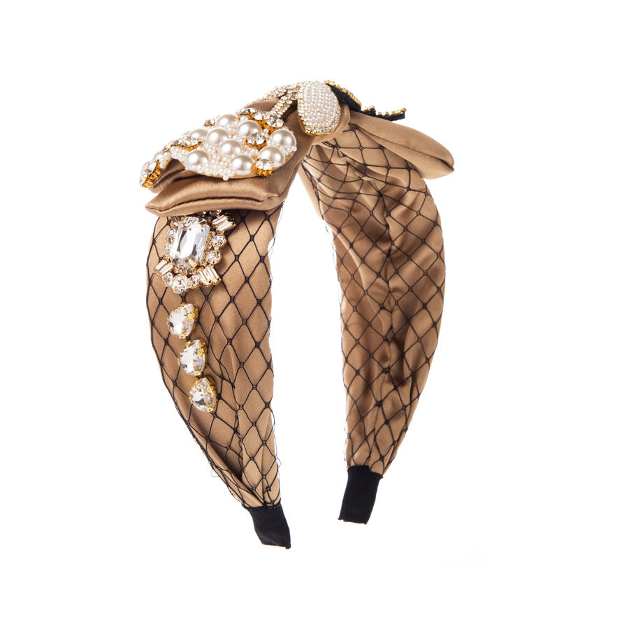 Barockes Strass-Stirnband mit Schleife und Perlen – Bild 3 | LuxeStyle