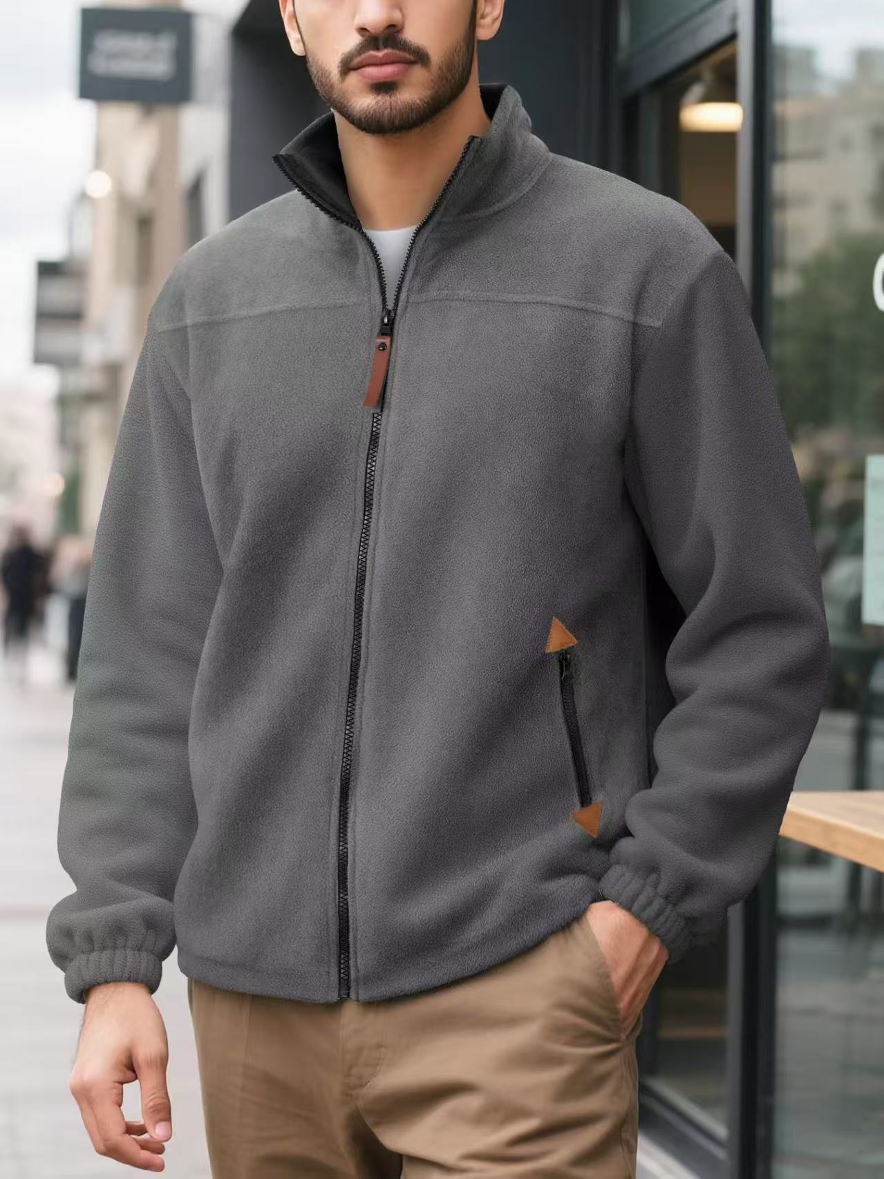 Herren Fleece-Thermo-Hoodie mit Reissverschluss