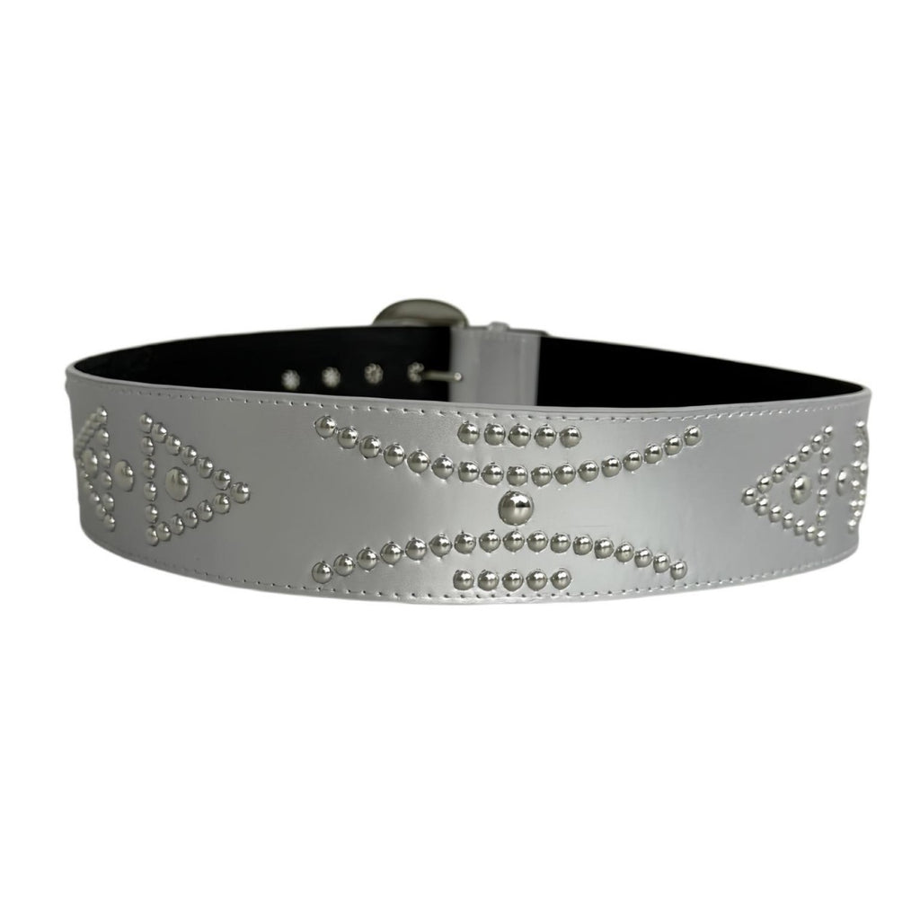 Weitband Gürtel mit silberner Zink-Globus | LuxeStyle