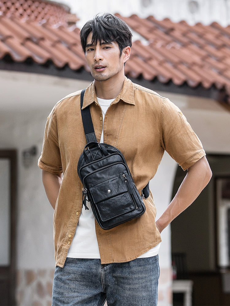 Brusttasche aus echtem Leder für Herren – Bild 3 | LuxeStyle