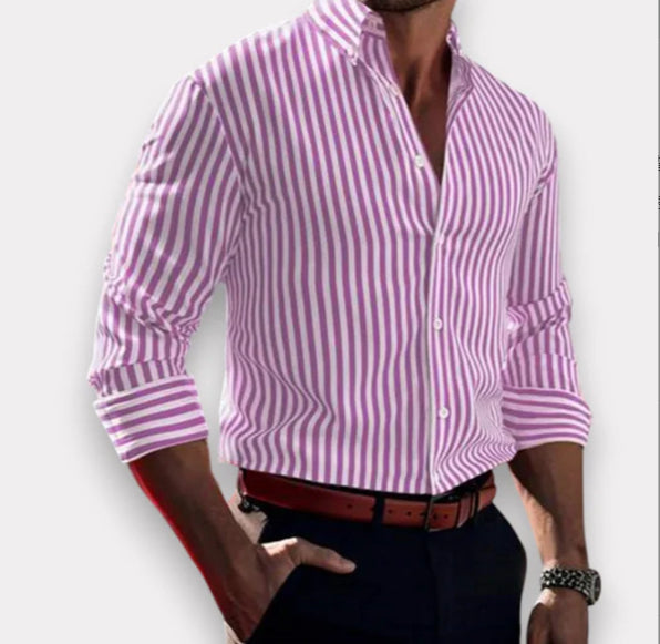 Gestreiftes Langarmshirt mit Knopfleiste – Bild 14 | LuxeStyle