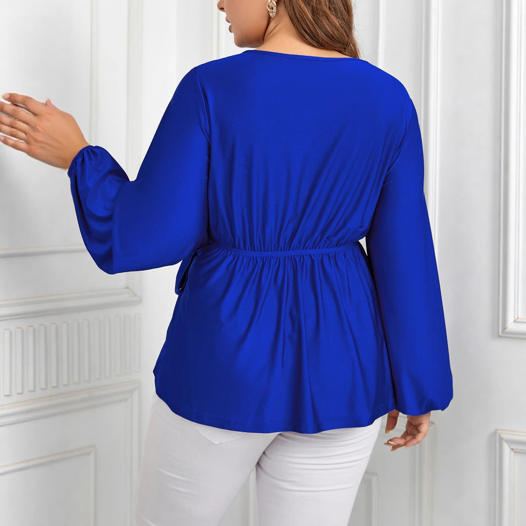 Elegantes V-Neck Langarmshirt mit Schnürung