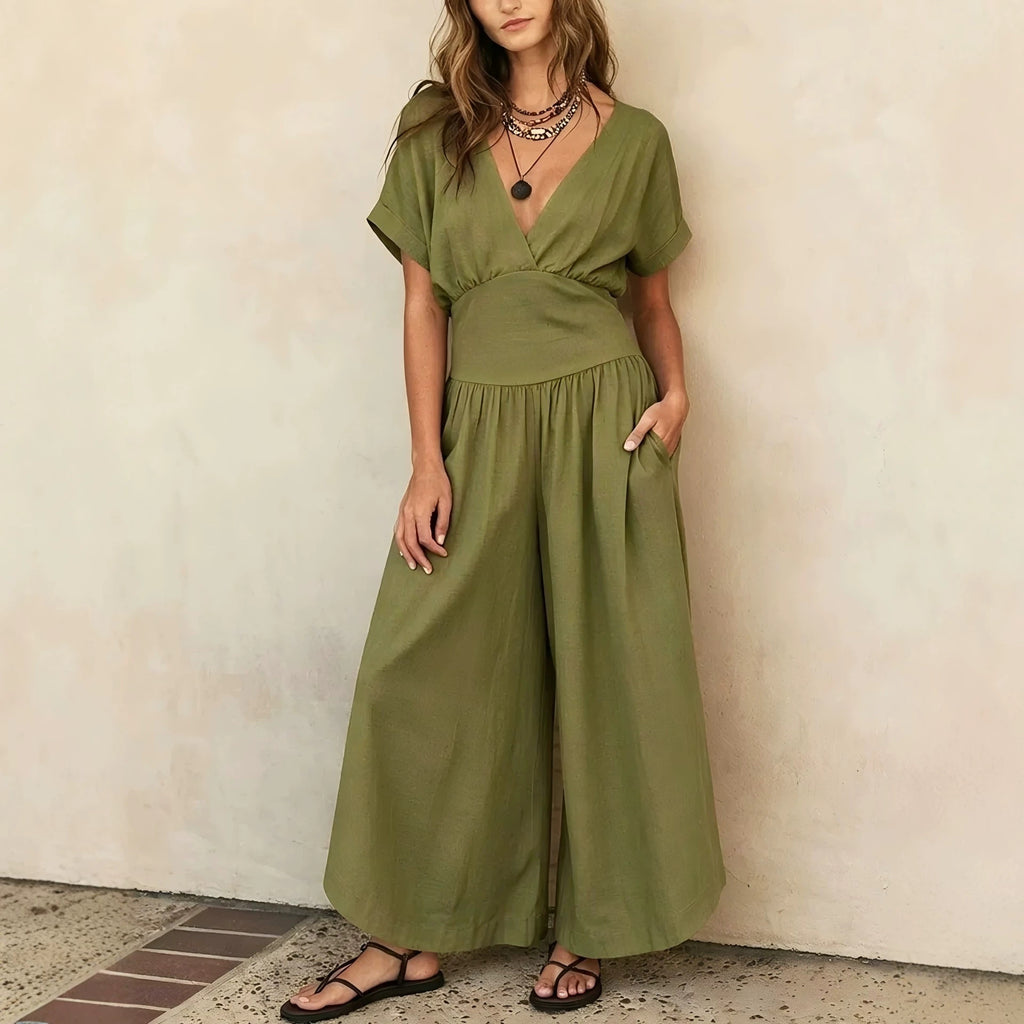 V-Ausschnitt Jumpsuit Casual Chic