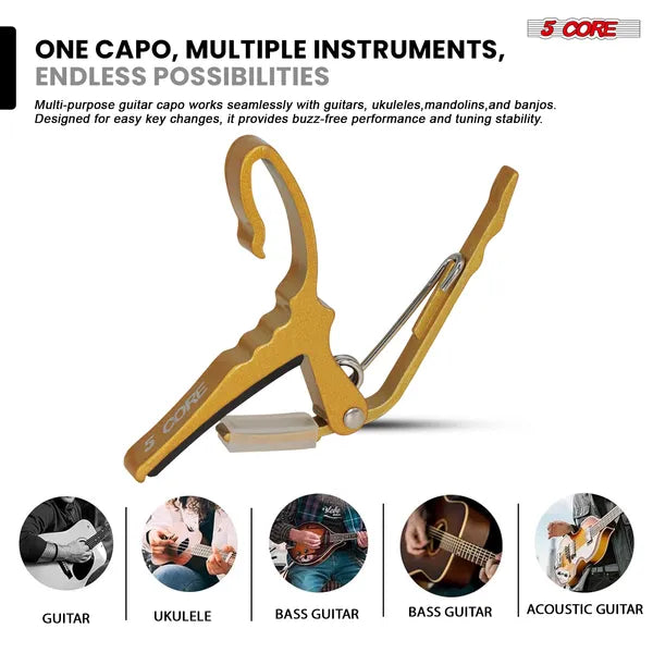 5Core Capo für Gitarre, Banjo, Ukulele & Mandoline – Ansicht 5