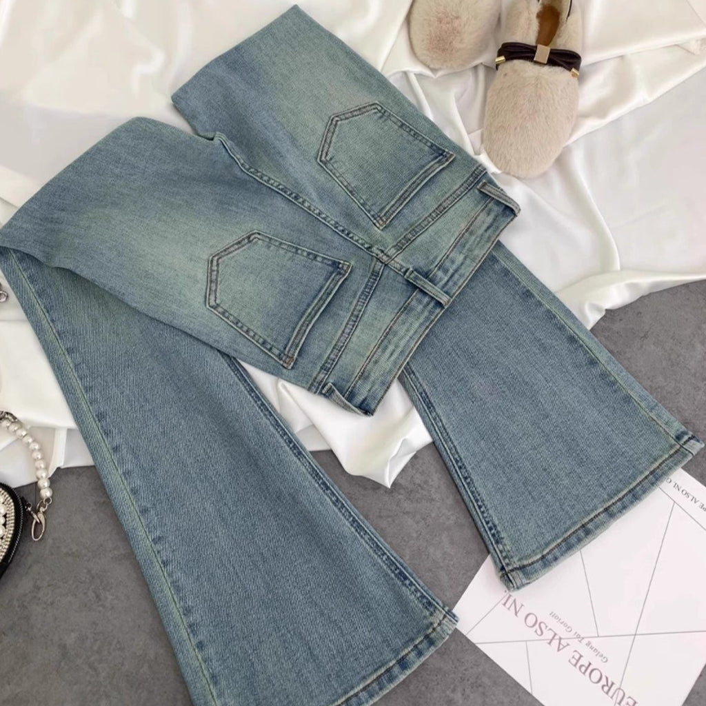 Stretch-Jeans mit hoher Taille