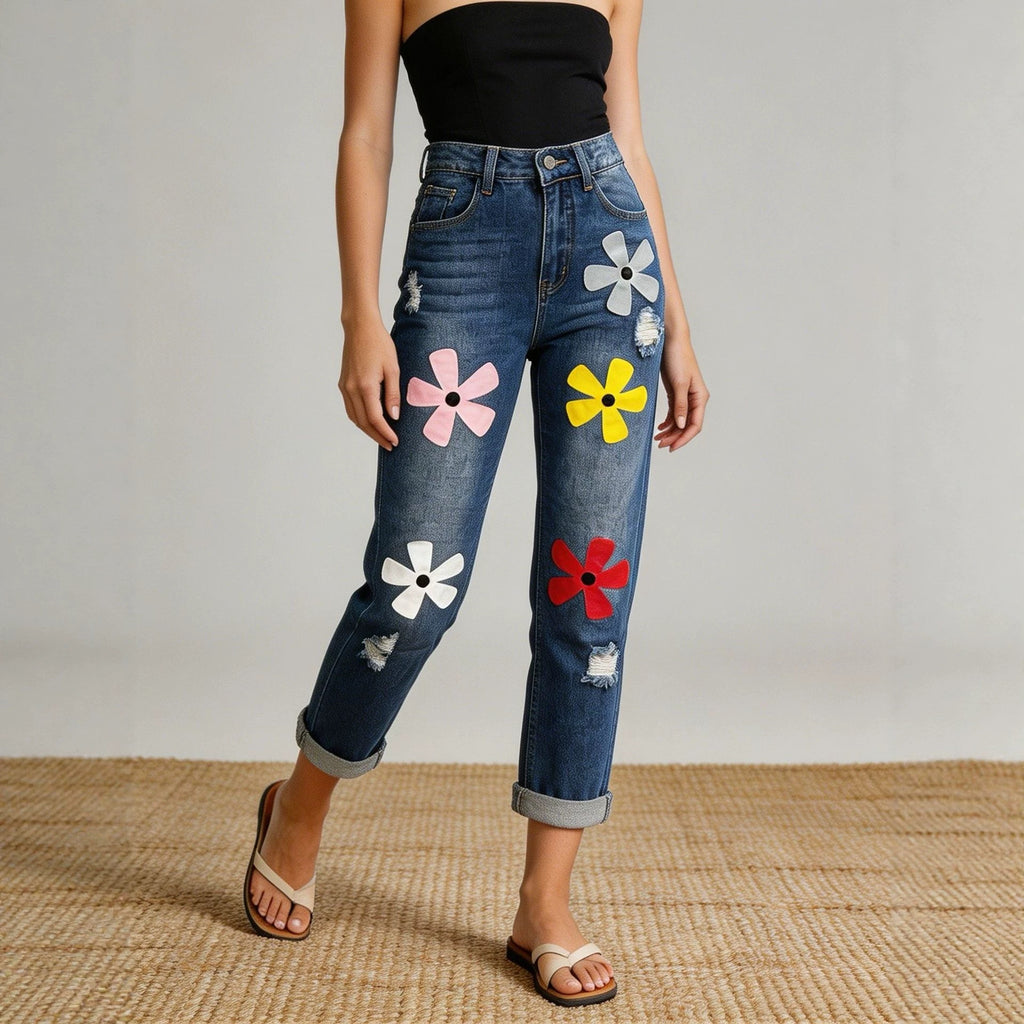 Damen Jeans mit Dopamin-Print