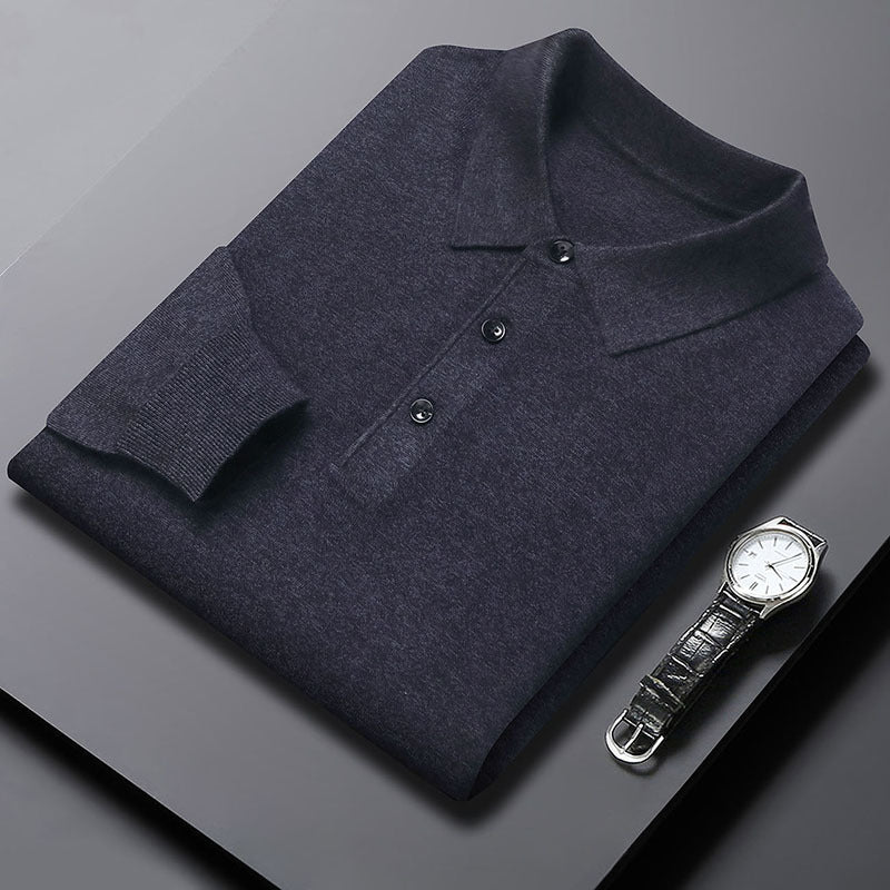 Poloshirt mit Rundhalsausschnitt, gestrickter Pullover – Bild 5 | LuxeStyle