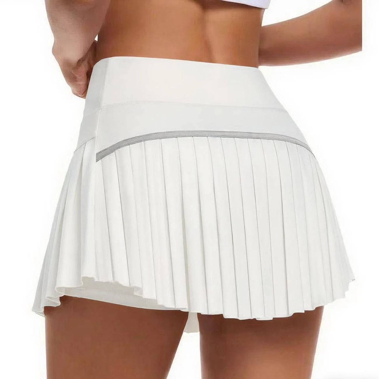 High-Waist Faltenrock mit Anti-Expositions-Design