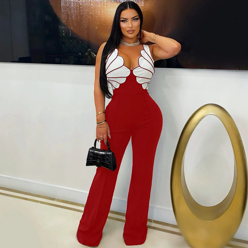 Eleganter ärmelloser Jumpsuit mit V-Ausschnitt