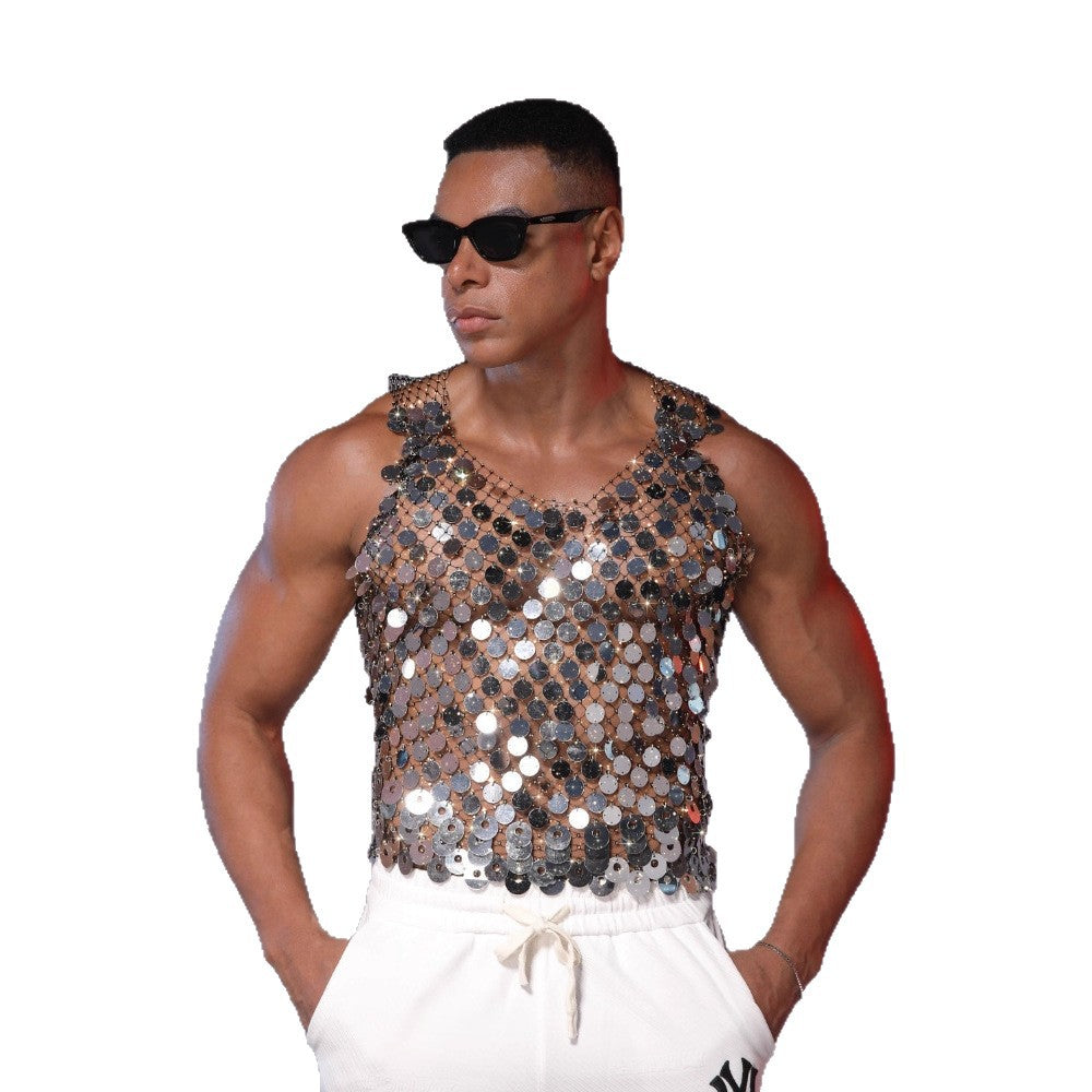 Glitzerndes Pailletten-Tanktop für Herren – Bild 2 | LuxeStyle